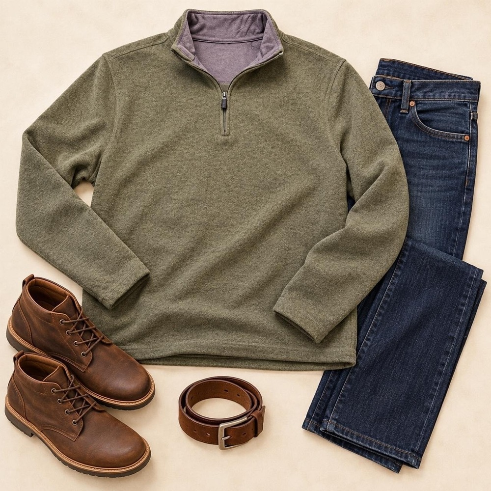 Wrangler Authentics olive quarter-zip pullover Size Large